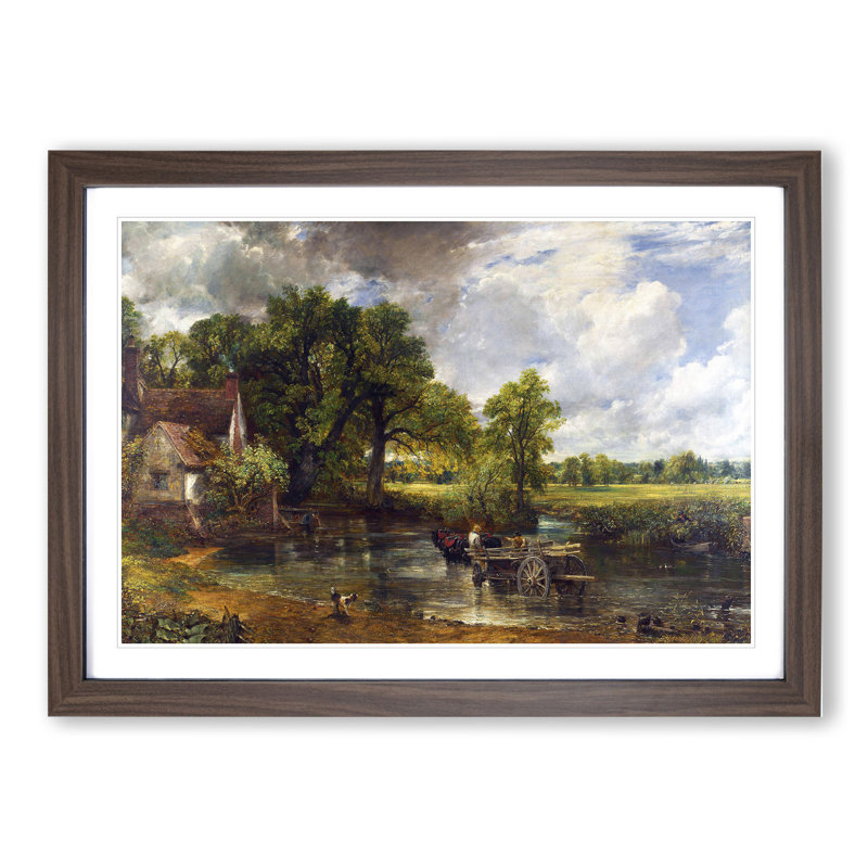 The Hay Wain by John Constable - Picture Frame Painting on MDF, 27cm H x 36cm W x 2cm D, Walnut