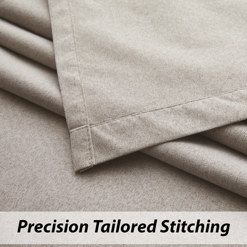 Premium Linen Blackout Eyelet Curtains - Thermal & Noise Reducing Ready-Made Set of 2, Beige, 117cm Width x 137cm Drop