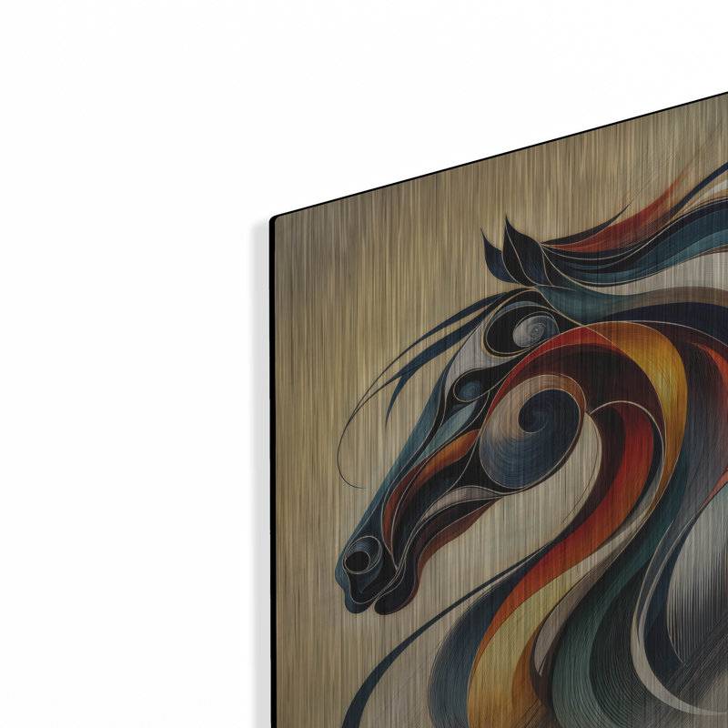  «Horse Head Abstract» par Rey Klimt, art mural en métal, H 12 po x l 12 po