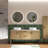 60" Double Bathroom Vanity with Engineered Stone Top & Ceramic Vessel Sinks