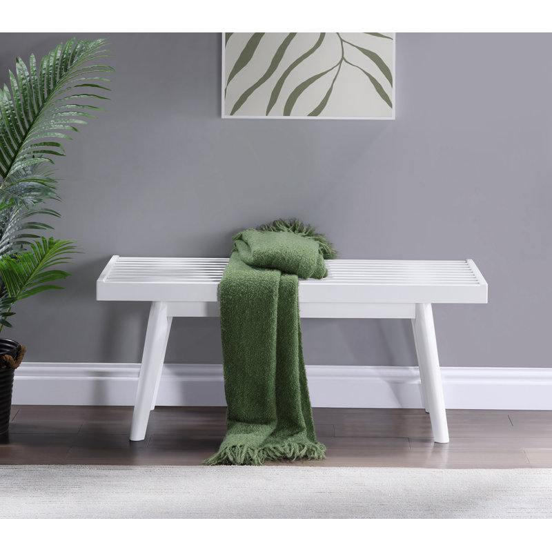 Banc en bois Cailob, H 17,55 po x l 41,35 po x P 16,55 po, White