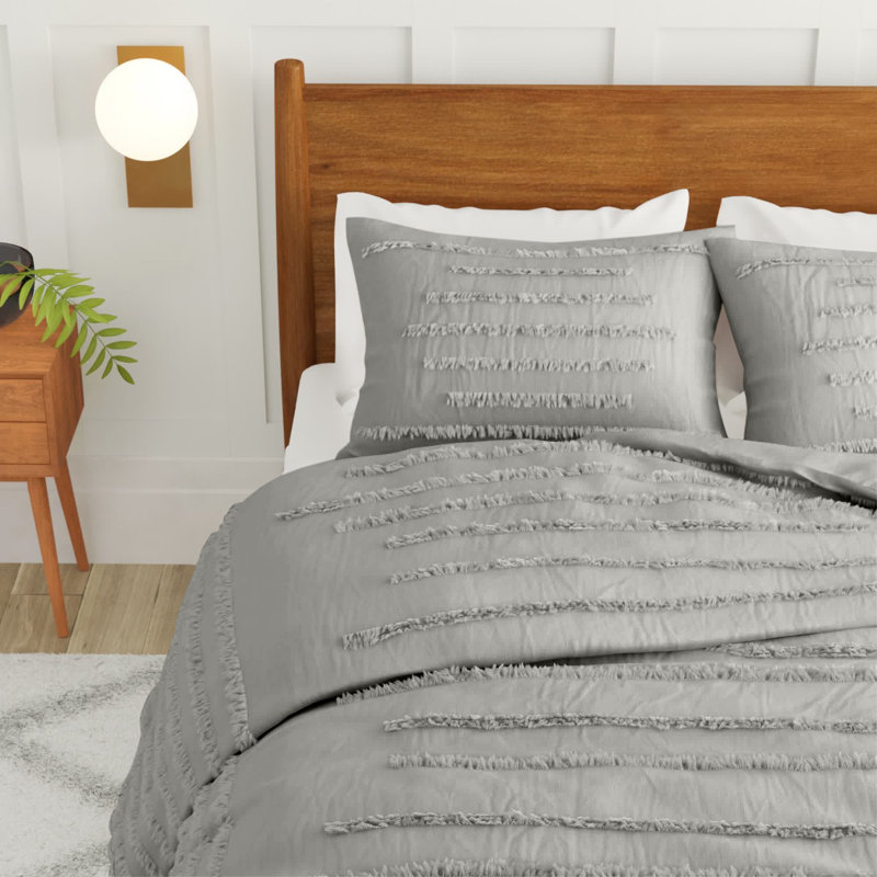 Mercer Standard Cotton Modern & Contempotary 3 Piece Duvet Cover Set, King/Cal. King Duvet Cover + 2 King Shams, Ivory