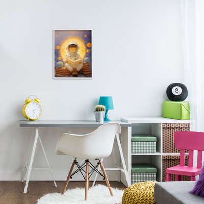 Astronaute enfant apprenant, giclée encadrée, conception par Angie Hawke