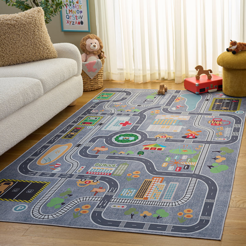 Tapis géométrique lavable à la machine Tacoma Kids 100 Performance, Rectangle de 5 pi x 8 pi