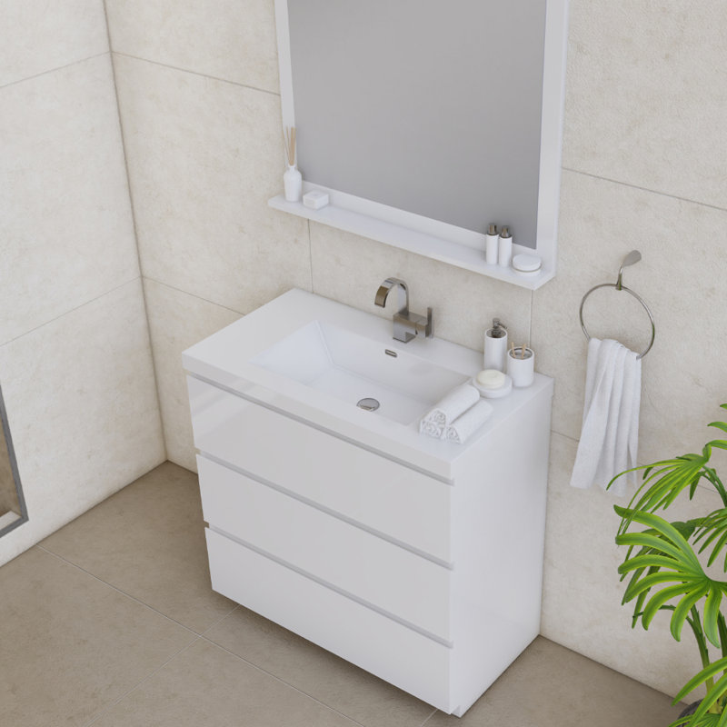 Ensemble de meuble-lavabo simple 36 po Arjina, Blanc