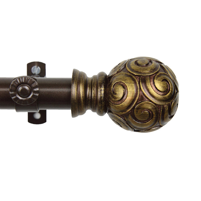Ensemble de tringle à rideaux simple et quincaillerie à 4 côtés Margunde, Cacao, 18 po à 28 po (chaque côté)