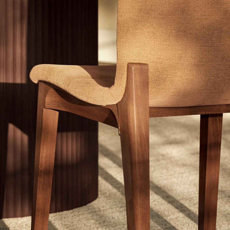 Modern Brazilian - Godan Side Chair, Nogal/Jackpot Terracotta