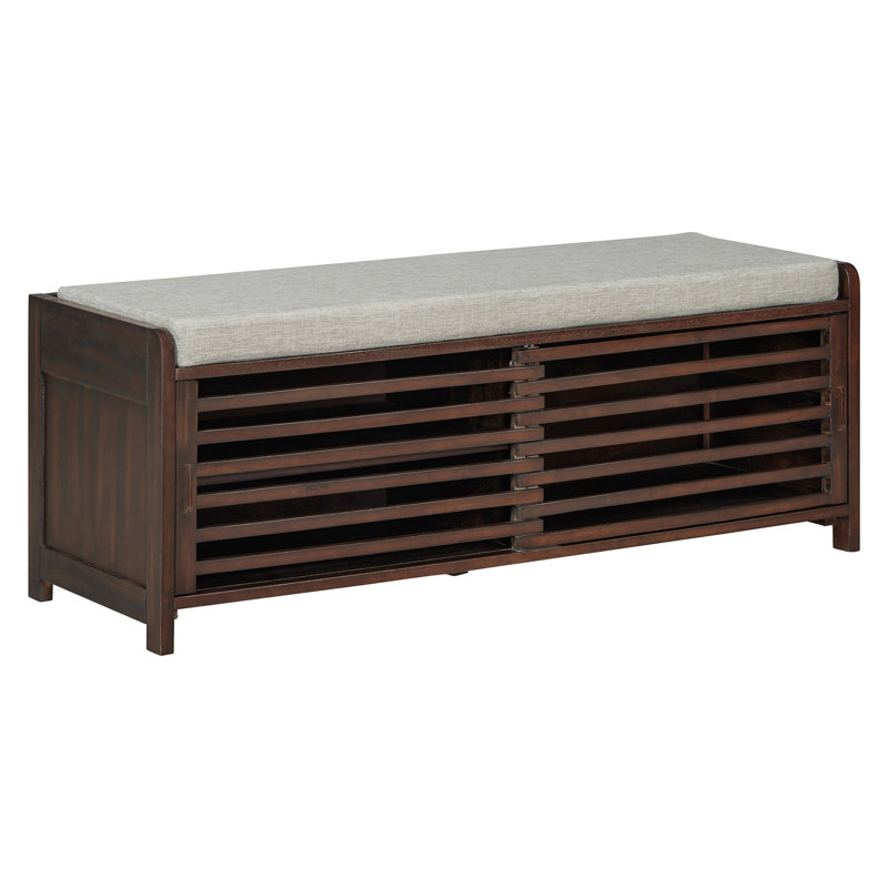 Banc à chaussures avec rangement et coussin, Espresso