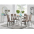 Edzard Stylish Chrome and Marble Effect Dining Table Set with 6 Luxury Faux Leather Dining Chairs