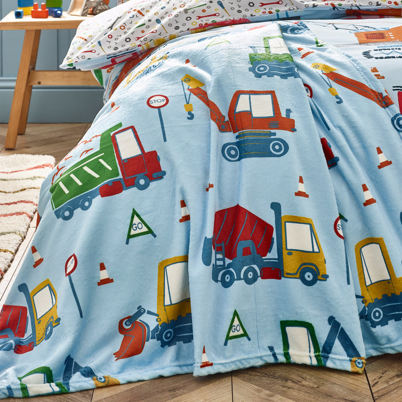 Digger Dreams Cosy Fleece Blanket Throw