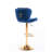 Bar Stools Of 2, Swivel And Height Adjustable, Velvet Navy Blue With Golden Leg, Footrest & Base, Foam Filled-134235876