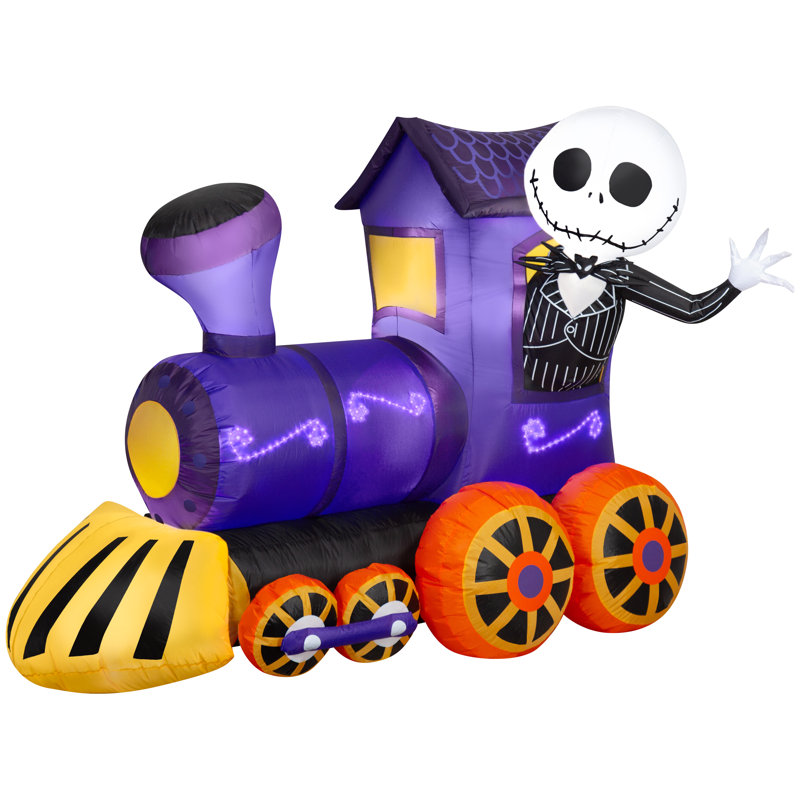 Lightshow Airblown Jack Skellington in Sewn in Micro LED Purple Train Scene Disney