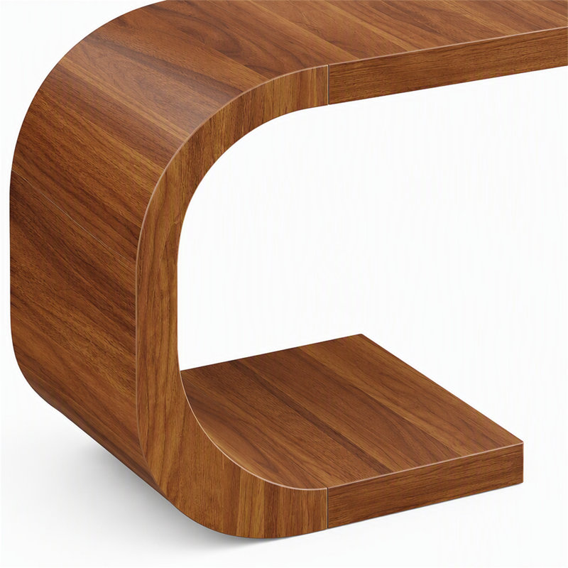 Table de bout en C, table d'appoint en bois, Walnut, Walnut, Walnut