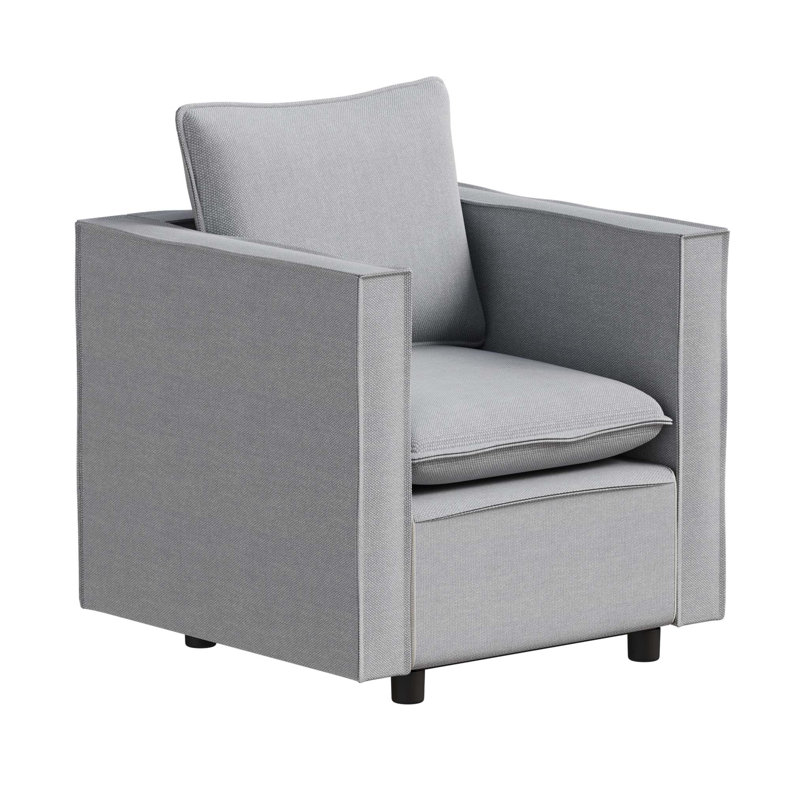 Canapé simple gris moderne et confortable avec coussin de siège doux et respirant pour la chambre à coucher, le coin ou la salle de lecture