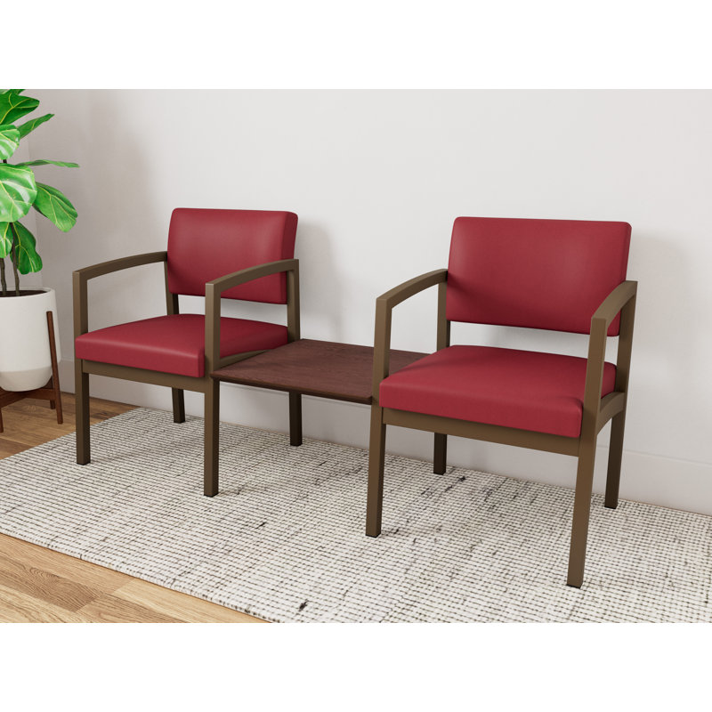 Structure tandem 2 places avec table centrale en acier Lenox, Bronze / noyer cacao, Cocoa Walnut