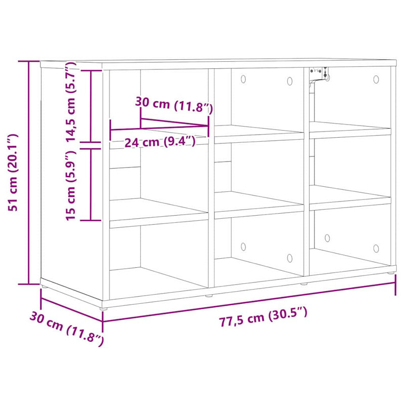 Shoe Cabinet, Sonoma Oak