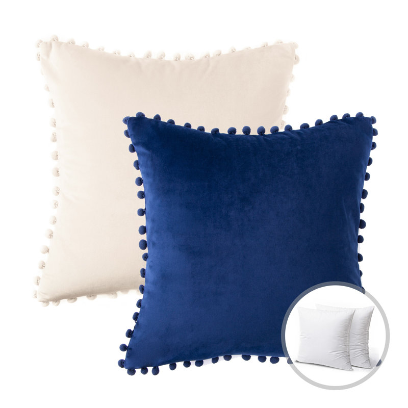 Housse et insert de coussin carré en mélange de polyester / mélange de polyester MC Bundle1, Bleu marine / blanc cassé