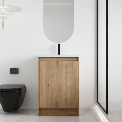 Vowar 24'' Free standing Single Bathroom Vanity With Resin Vanity Top