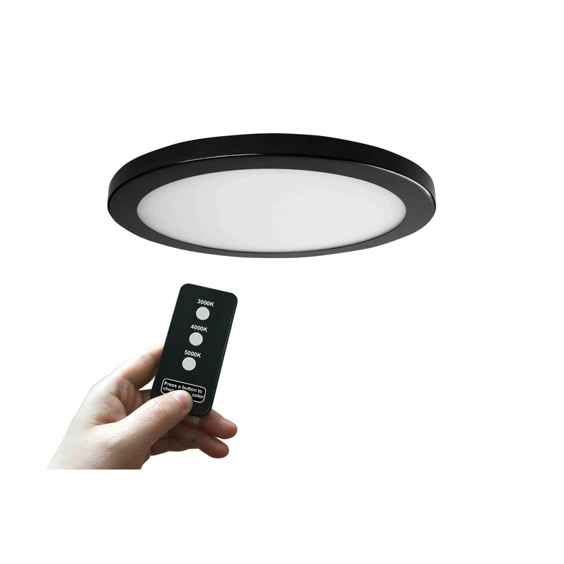 Plafonnier encastré 1 lumière DEL, H 1 po x l 11 po x P 11 po, Noir