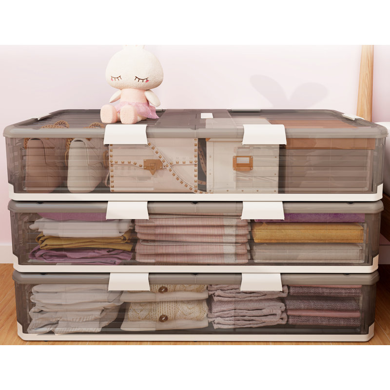 Ensemble de 3 bacs de rangement sous le lit avec bacs de rangement empilables (ensemble de 3)