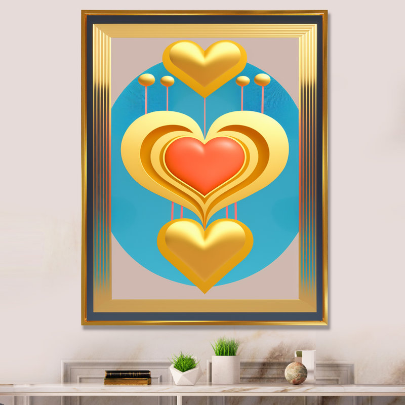 Dericka Shining Contemporary Red Heart III - impression sur toile tendue, H 32 po x l 16 po x P 1 po