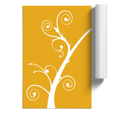 White Branch on Orange - Frameless Print