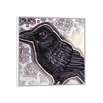 Crow In Winter by Lynnette Shelley - Floater Frame Painting on Canvas