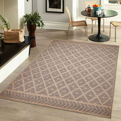 Tapis nouvel âge en laine taupe unique 6 pi x 8 pi 9 po Iagulli
