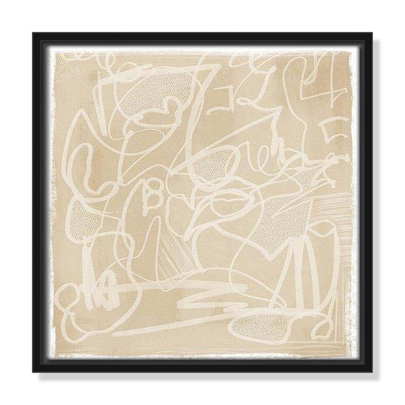«Scribble Elegance» par Leah Straatsma, Cadre flottant noir, H 13,5 po x l 13,5 po x P 2 po