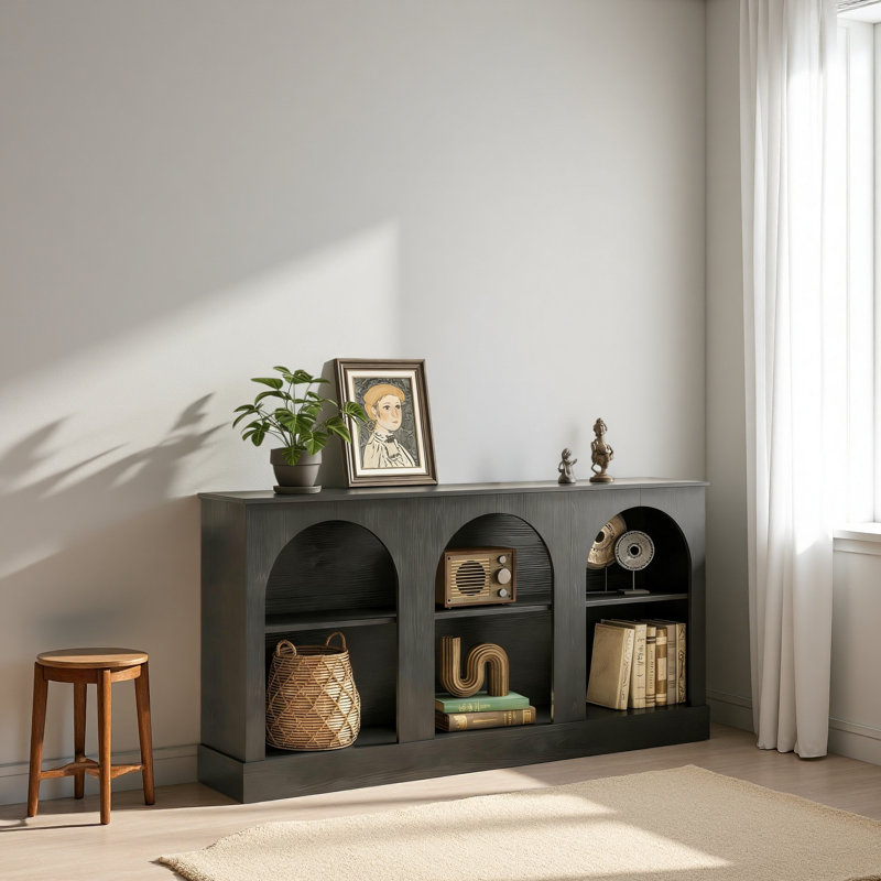 Rustic Side Table,Practical Entryway Table,Console Table, Black