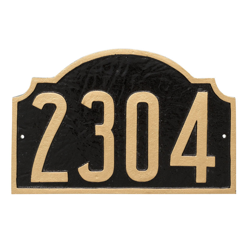 Deluxe 1-Line Wall Address Plaque, Black/Gold