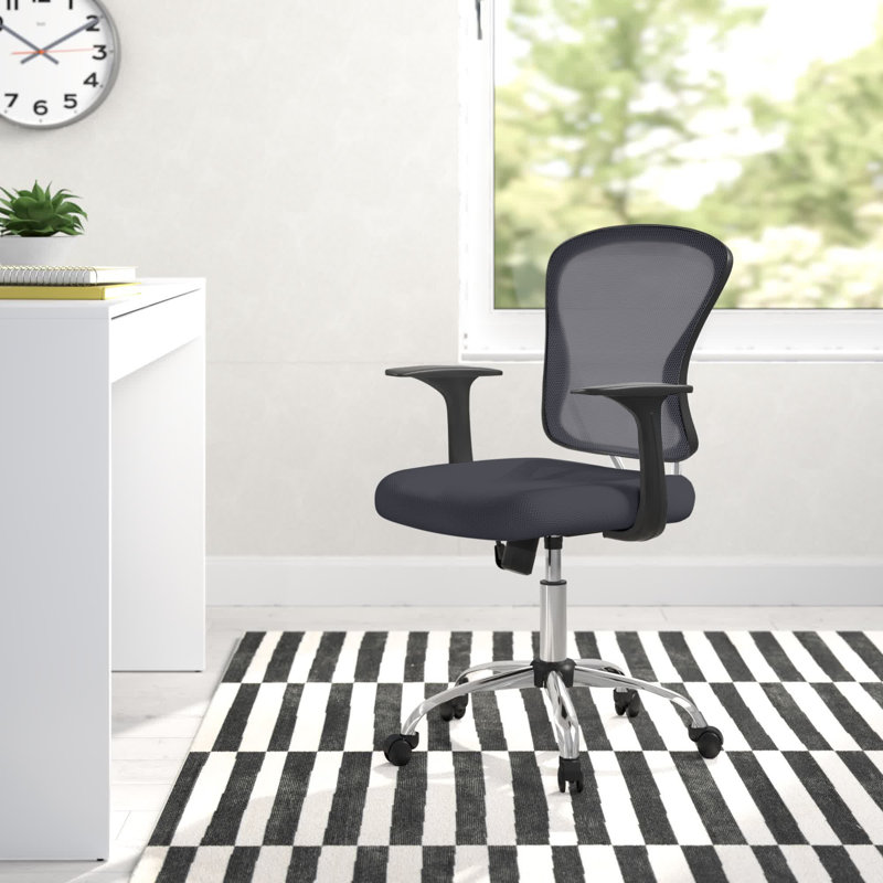 Chaise de travail en filet Crenguta, Gris foncé, Fixe