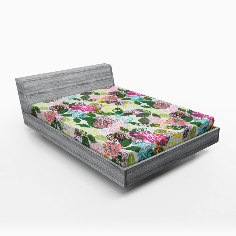 Microfiber Floral Fitted Sheet, Full Fitted Sheet, Pink/Green Floral 8