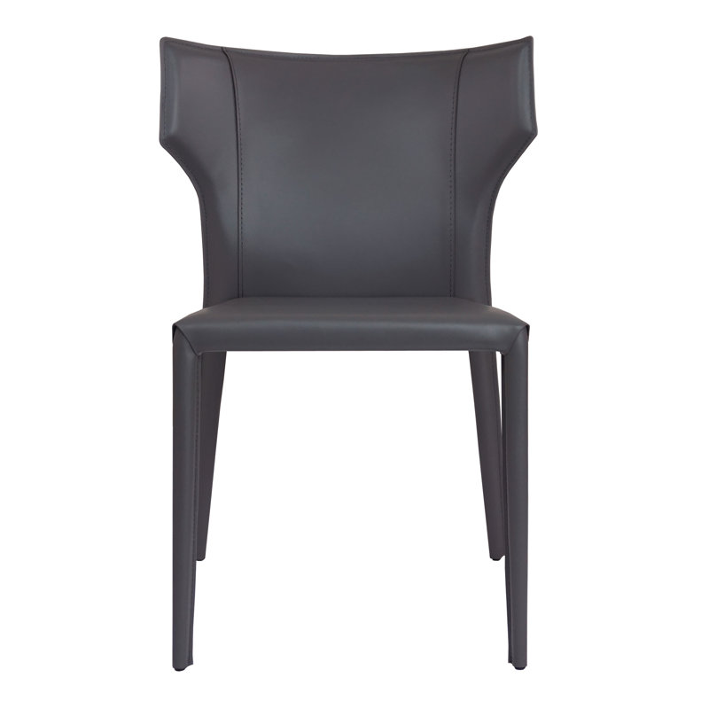 Kendryck Wingback Leather Dining Chair, Graphite Gray