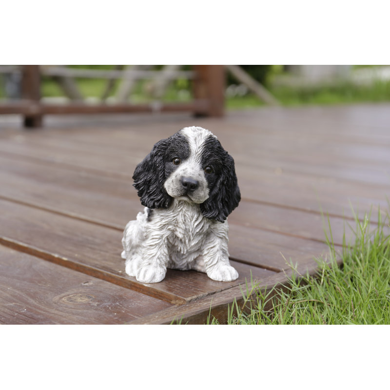 Statue Cocker Spaniel, Noir / blanc