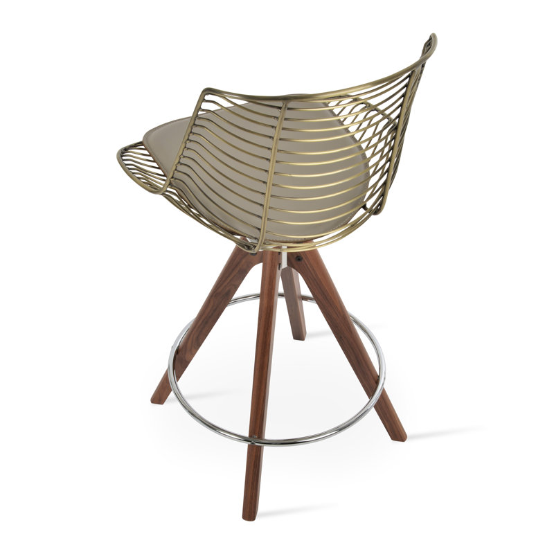 Tiger  Pyramid Counter Stool, Counter Stool (25.5" Seat Height), Bone/Brass