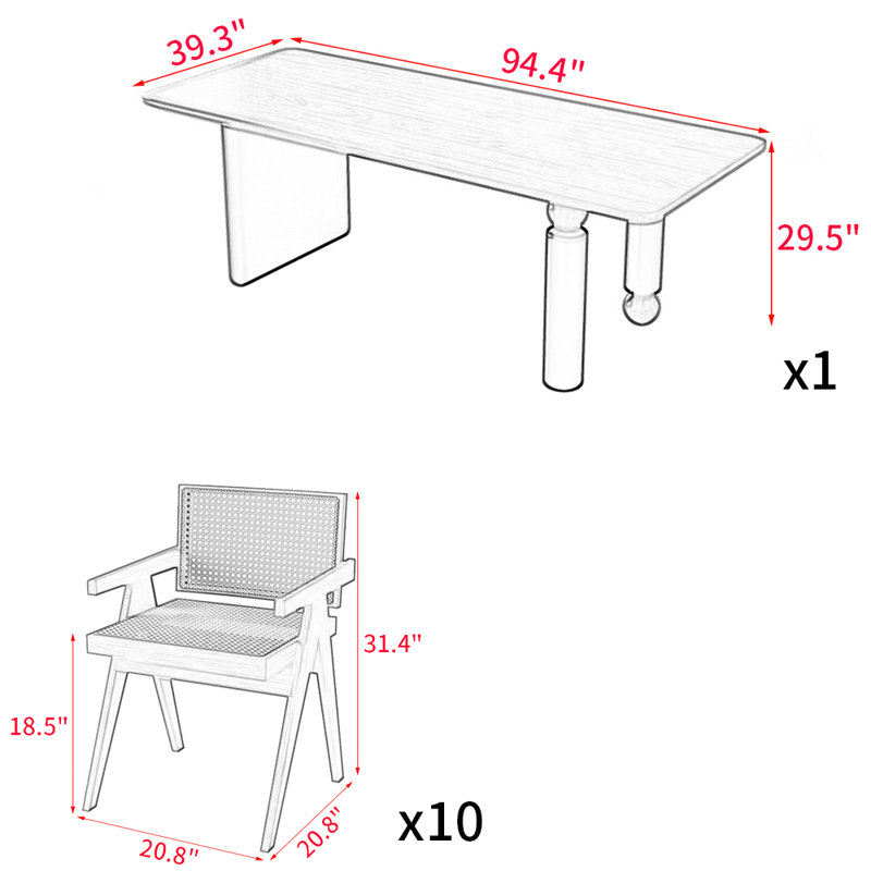 Ensemble de table à manger japonais en bois massif, Noir
