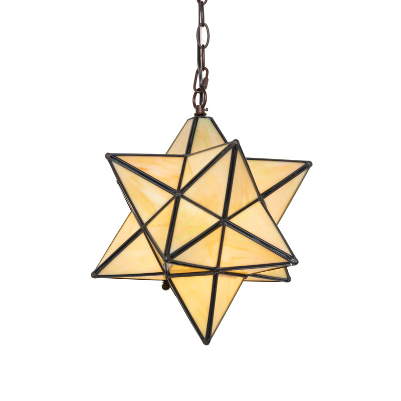 Meyda Tiffany & Stained Glass 1 - Light Pendant, Beige, 17" H x 14" W x 14" D