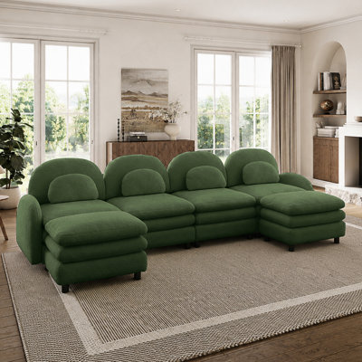 Canapé modulaire incurvé modulaire avec repose-pieds et coussins double couche
