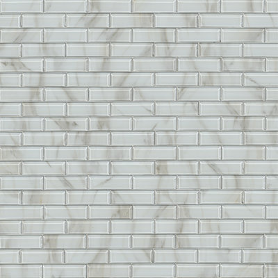Subway 12 in. x 12 in. Glossy Glass Mosaic Wall Tile