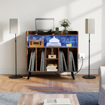 YAHARBO White Record Player Stand, 3-Shelf Vinyl Holder Medium