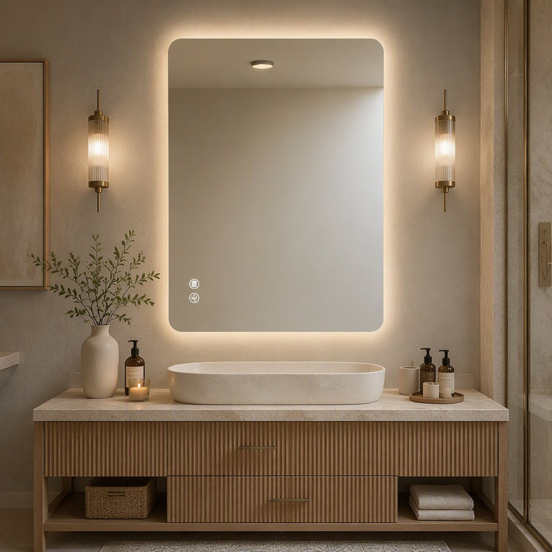 Miroir de salle de bain 3 couleurs à DEL à intensité variable et à intensité variable - Anti-buée et antidéflagrant, certifié UL> CRI> 95 avec fonction de mémoire et double fixation pour maquillage / rasage