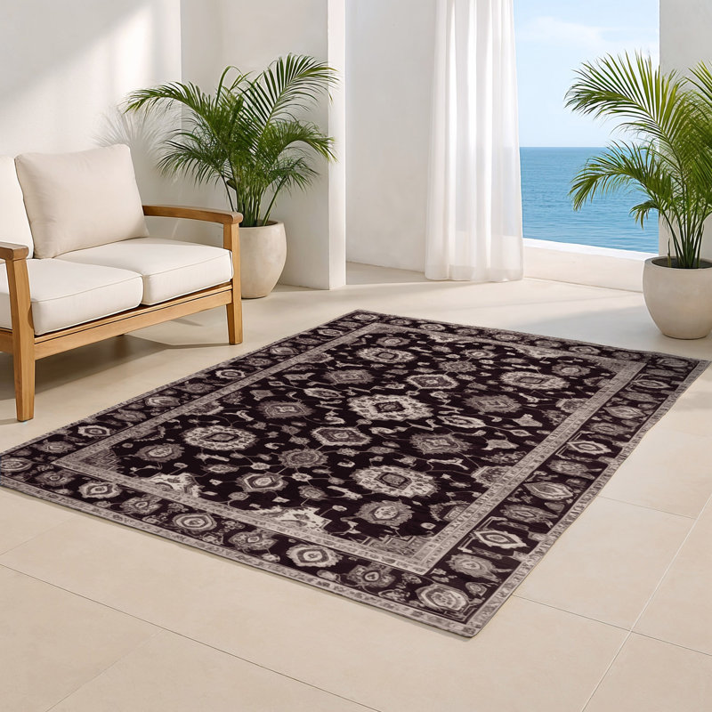 Tapis noir intérieur et extérieur Tabriz, Rectangulaire 3 pi x 5 pi