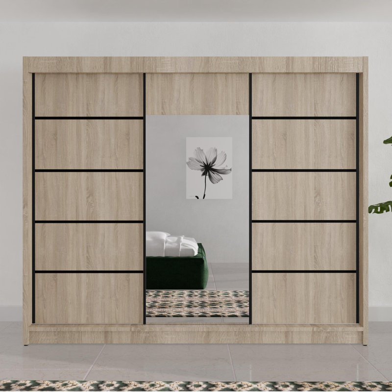 Dalyla 3 Door Sliding Wardrobe, Natural
