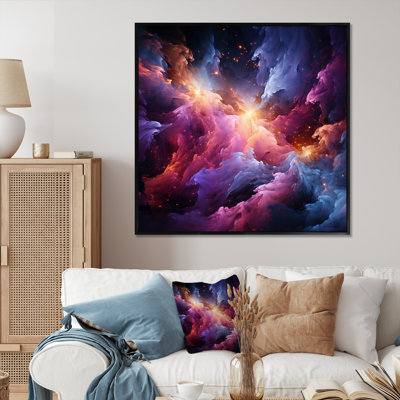 Rêves interstellaires abstraits or mauve - impression