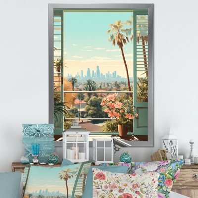 «Vintage Los Angeles Windows View 4 - Farmhouse Windows», art mural rétro