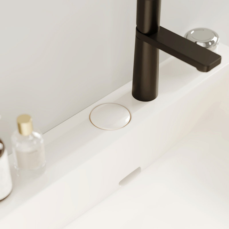 Meuble-lavabo contemporain avec lavabo rectangulaire en céramique et pieds en métal, Blanc