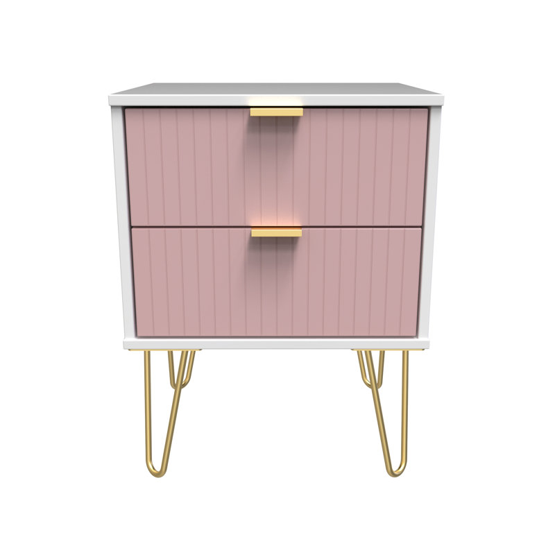Beranda 45cm W Manufactured Wood Bedside Table, Kobe Pink/White