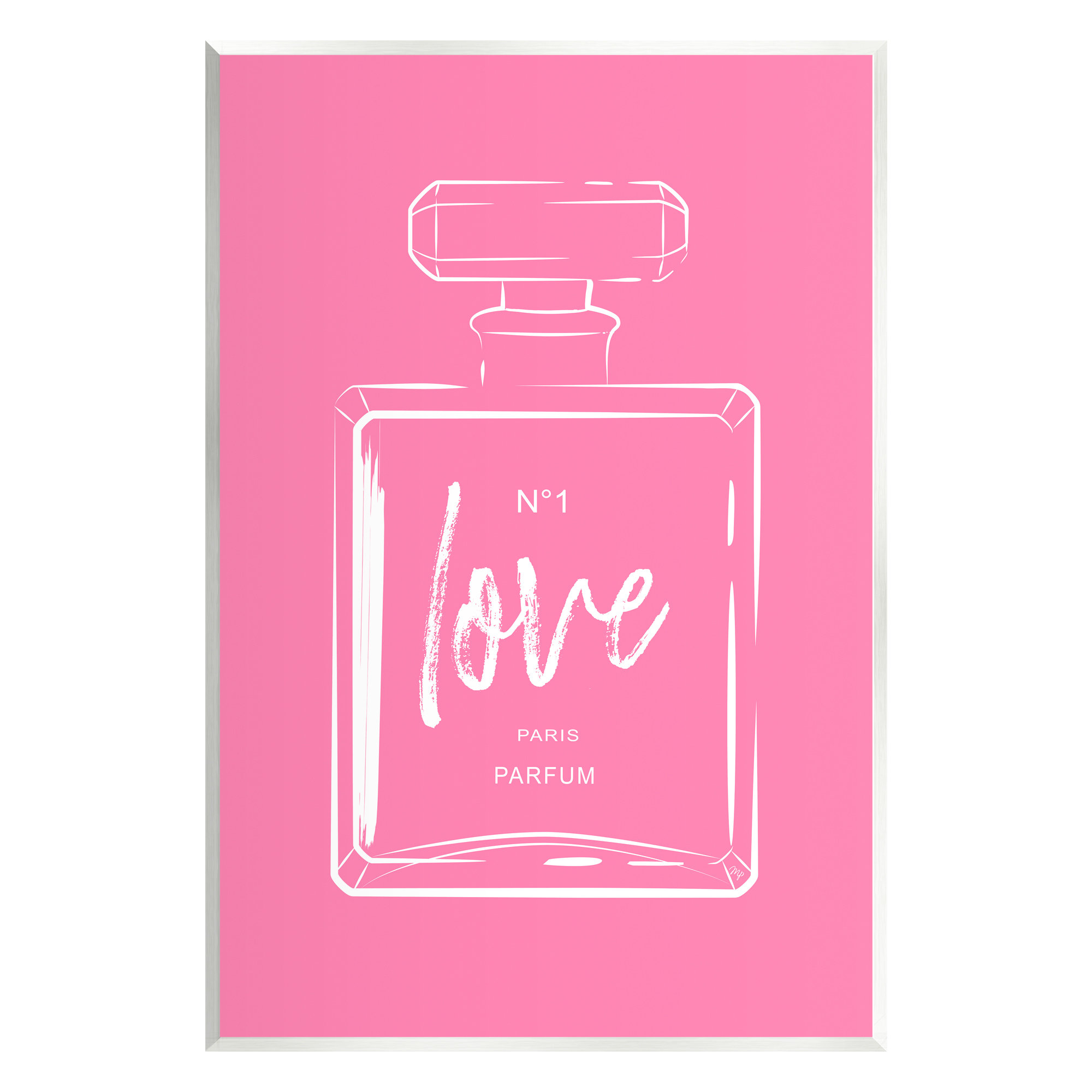 Stupell Industries Casual Glam Perfume Bold Pink Love Calligraphy On MDF by  Martina Pavlova Print