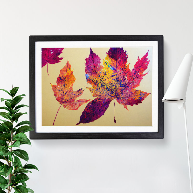 XH1022-6728X Paint Leaf Splash Vol.2 1 Piece Single Picture Frame Wall Art, 34cm H x 46cm W x 2cm D, Black